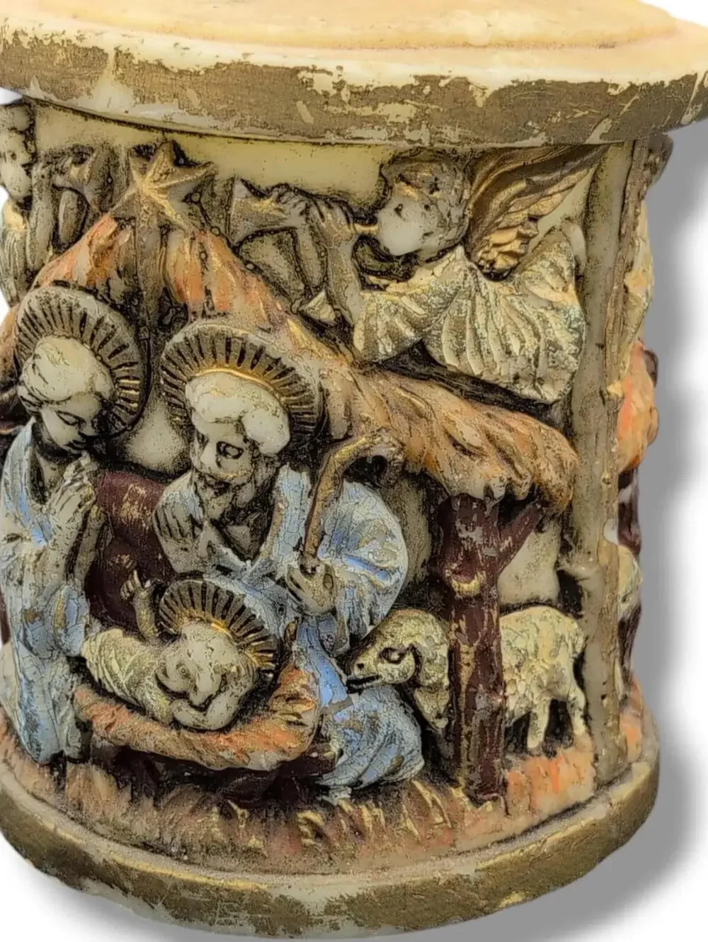 Lenox Candles Nativity Scene Pillar Candle‎ Single Wick Beige Japan Christmas 5